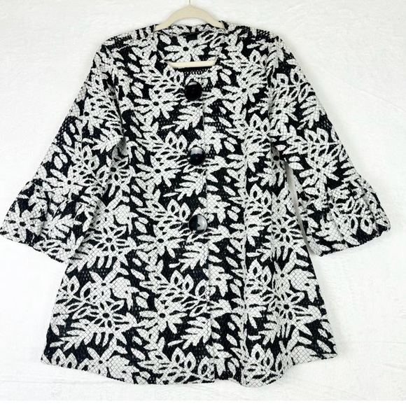 ALI MILES Monochrome Abstract Buttoned Jacket - Picture 1 of 10